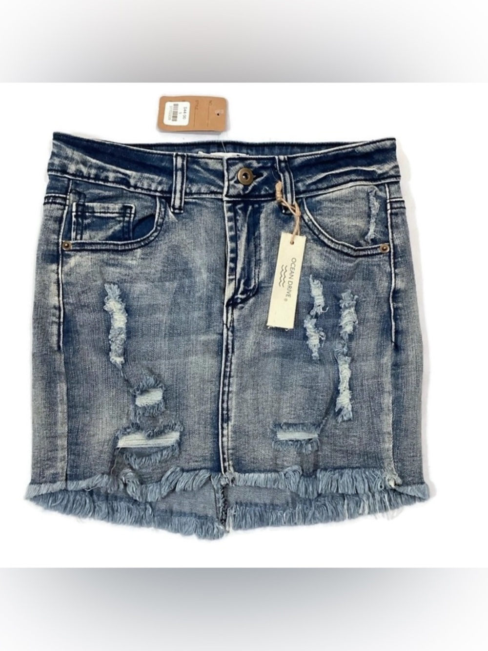 Ocean Drive Distressed Jean Mini Skirt New!